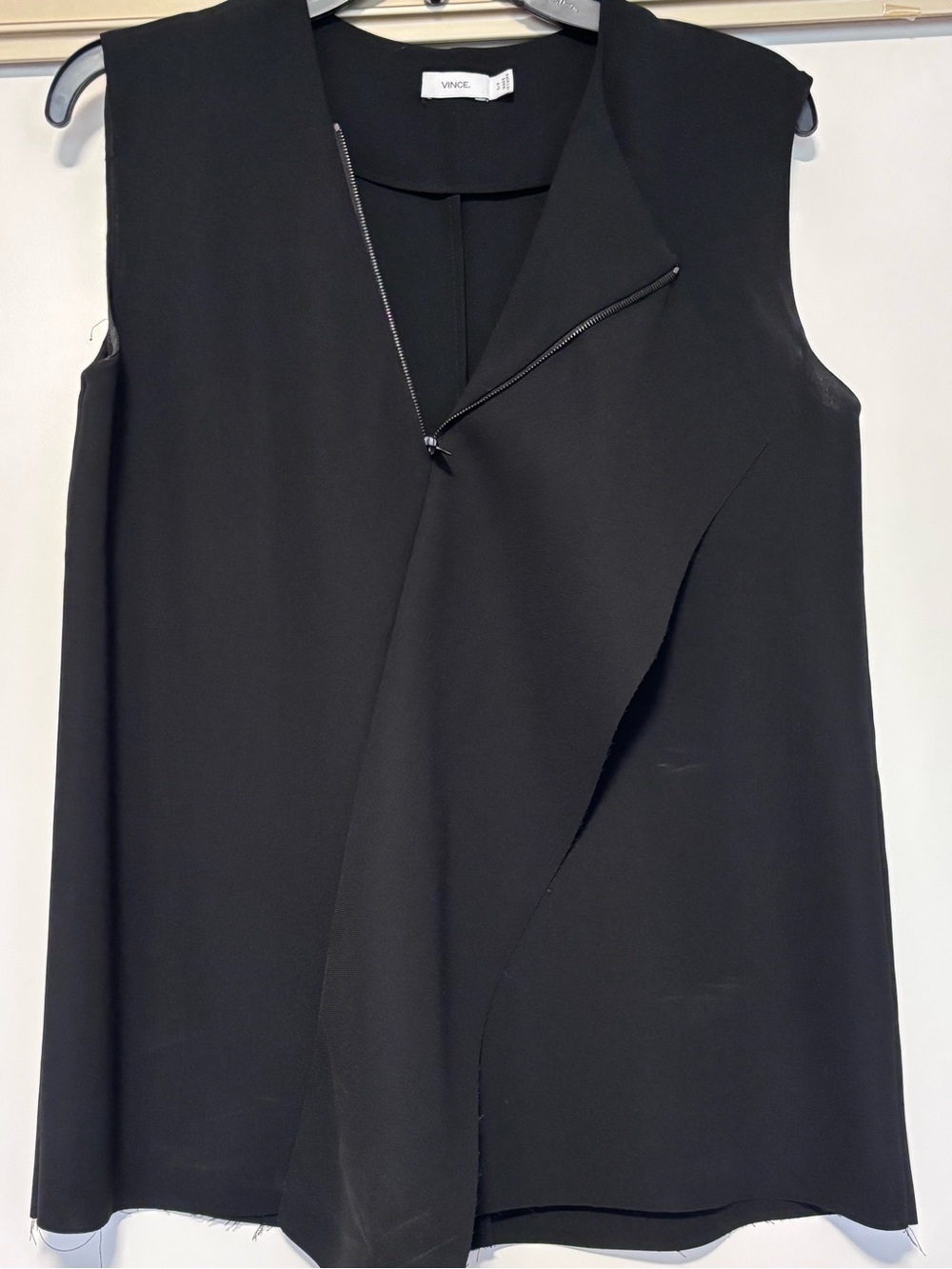 Vince Black Sleeveless Asymmetric Zip-Detail Dress small